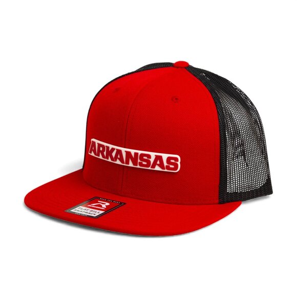 Arkansas Razorbacks ARKANSAS Red 3D Wool Blend Flat Bill Hat- Red/ Black - Picture 2 of 3